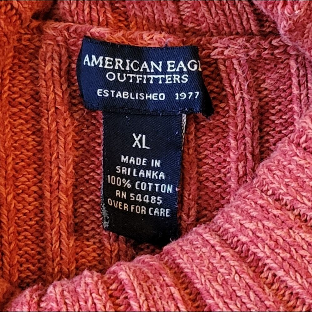 American Eagle Outfitters Heathered Burnt Orange Ribbed Turtleneck Sweater XL - Picture 6 of 7